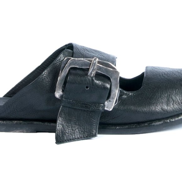 Ernesto Dolani Modern woman Black leather sandal with strap and buckle - Picture 2 of 4